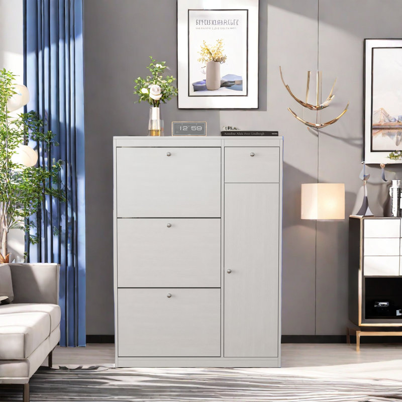 Shoe Storage Cabinets For Entryway, Hidden Shoe Rack Organizer With Door And 3 Flip Drawers