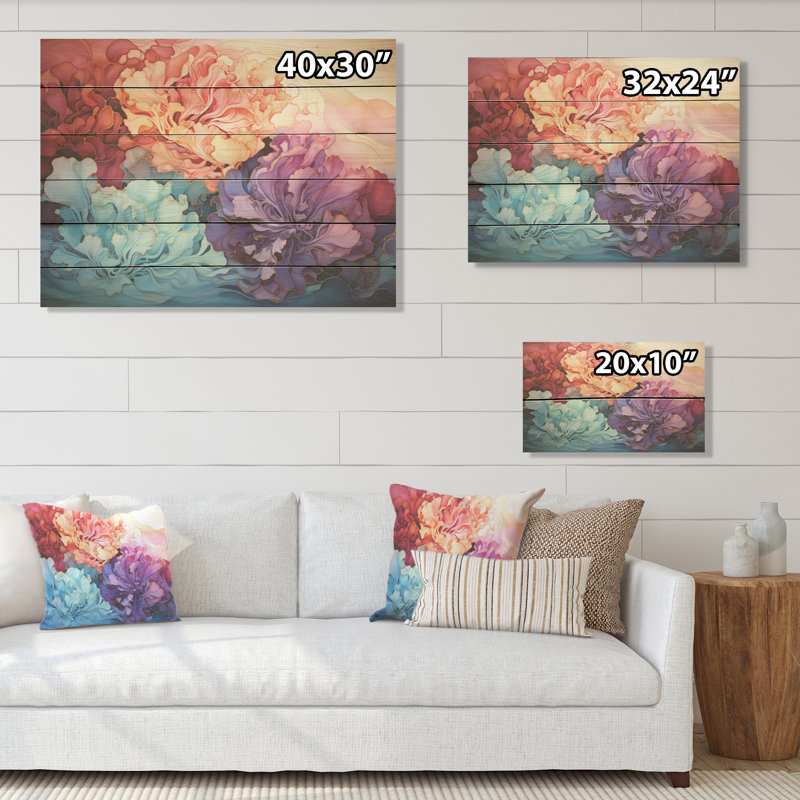 Horizons colorés colorés - Art sur bois de pin naturel, H 30 po x l 40 po