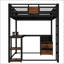 Grand lit mezzanine avec bureau, tiroirs de rangement et échelles, conception silencieuse, aucune boîte à ressorts nécessaire, noir-1036146310