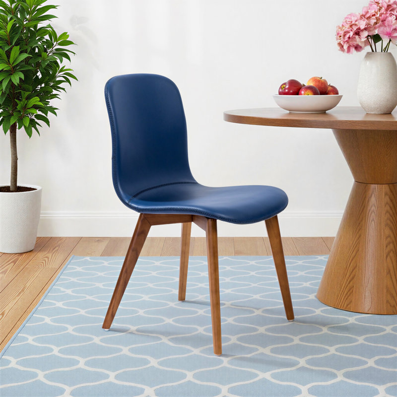 Baden Upholstered Dining Chair, Blue Faux Leather