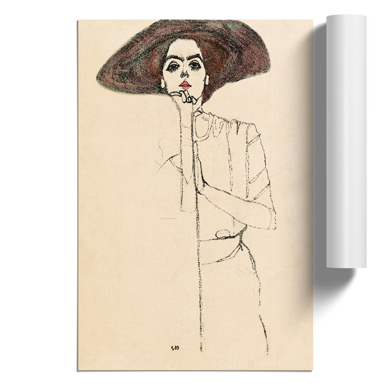 Portrait Of A Woman Vol.1 by Egon Schiele - No Frame Painting, 30cm H x 21cm W x 0.1cm D