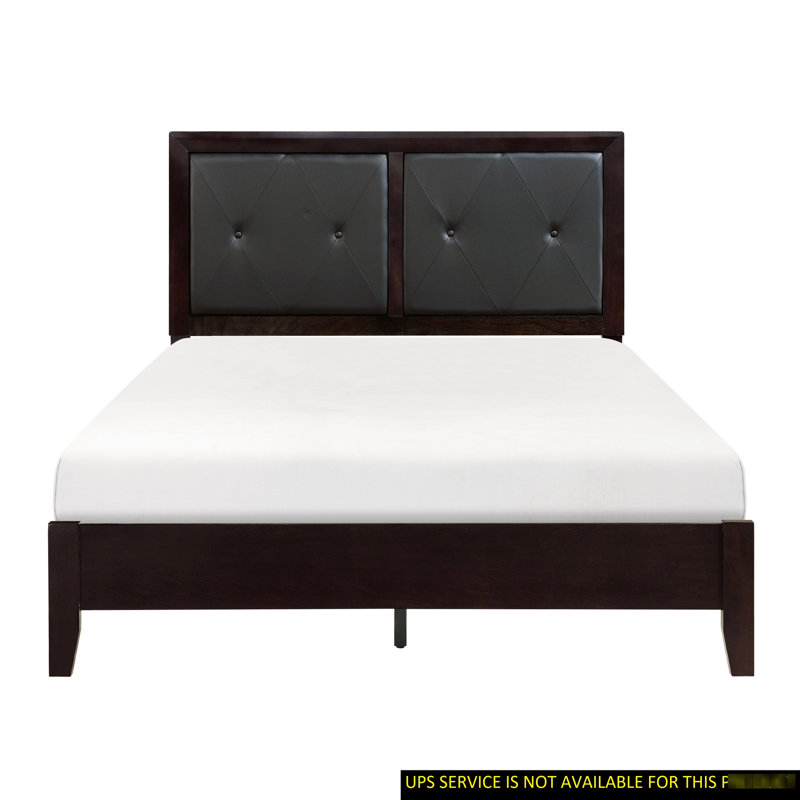Tête de lit contemporaine en similicuir pour tête de lit, Grand lit, Espresso