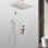 Douche de plafond, finition nickel brossé. Pomme de douche 10 po et douchette. Simule la pluie naturelle. Buse autonettoyante. Salle de bain. Ensemble en laiton. Douchette.
