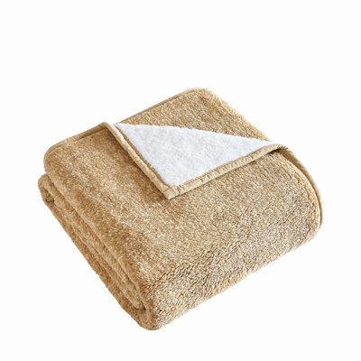 Brooklyn Loom Heathered Sherpa Bed Blanket