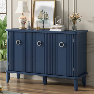 Acesen Modern Minimalist Solid Wood Veneer Cabinet | 3 Acacia Solid Doors, for Home Office, Hallway & Entryway