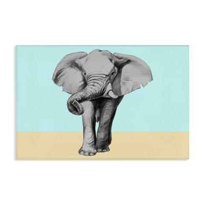 Éléphant croquis sur toile à teintes bloquées, design par Violeta Vollmer