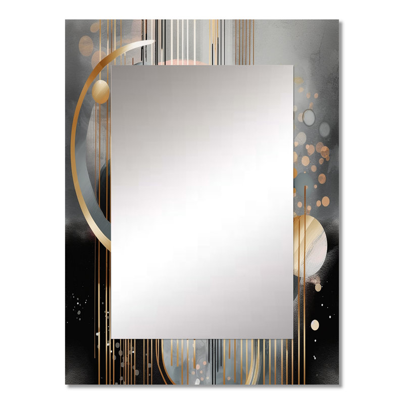 Abstract Shapes And Lines III - Marble Large Wall Mirror, Modern Unique Mirror, Printed Metal Art, 32" x 24"