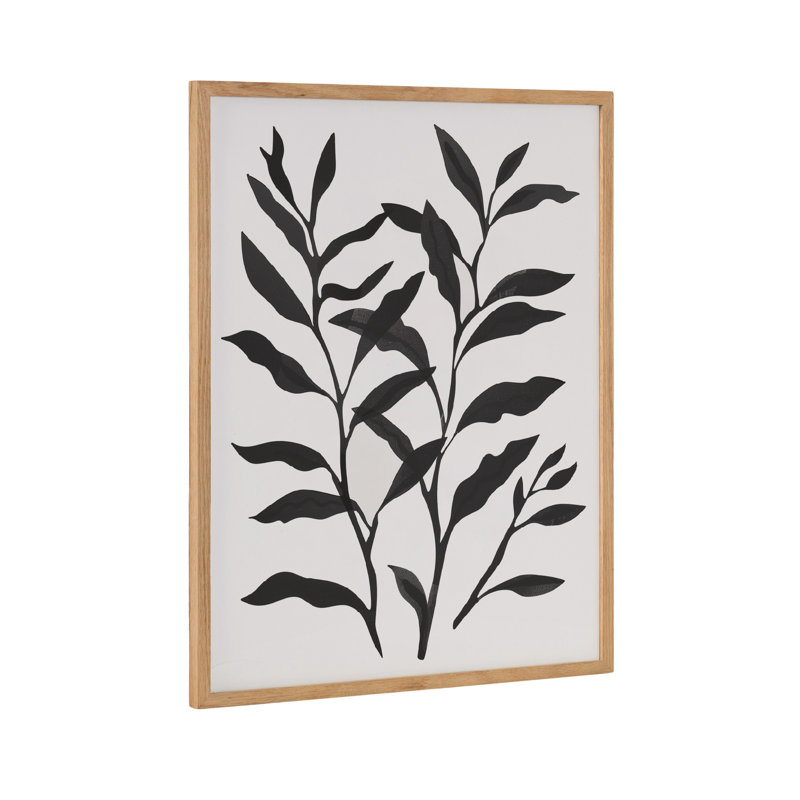 Art mural floral noir et blanc, Cadre noir, H 12,65 po x l 16,65 po