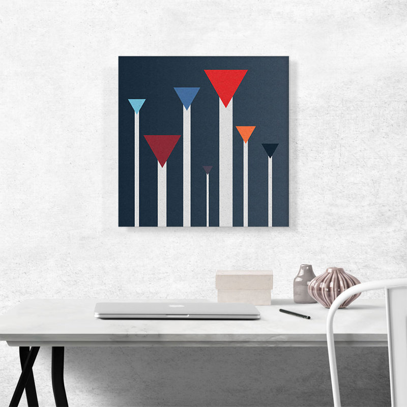 Mid-Century Modern Ascendant Triangles - Reproduction d'art sur toile tendue, H 18 po x l 18 po x 1,5 po