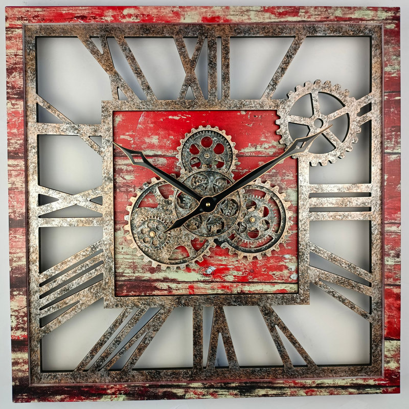 Solid Wood Wall Clock, Red
