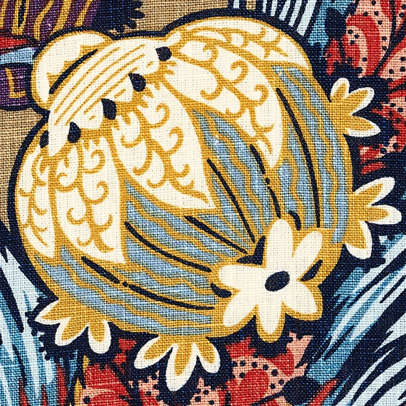 Tissu imprimé lin Zanzibar, Bleu céruléen