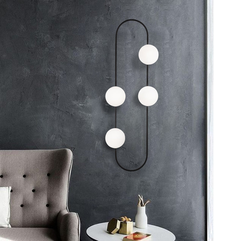 Modern Industrial Wall Lamp, Black & White Metal Body, 49.2 x 12.9 inches | 4 x E27 Socket (Max 40W) | Stylish Scandinavian Design, Easy Setup with Instructions | Ideal for Home Decor & Novelty Lighting