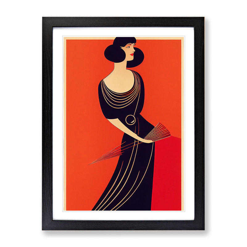 XV1022-774X Art Deco Woman No.4 - Single Picture Frame Print, Black, 34cm H x 25cm W