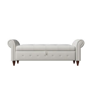 Banc avec siège capitonné et accoudoirs