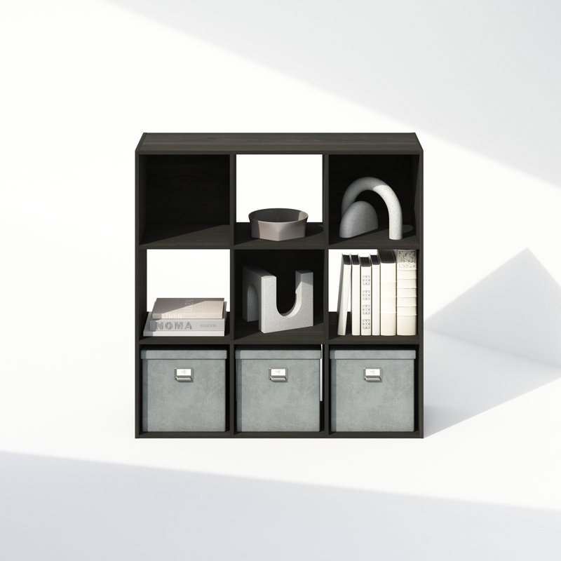 Armoire de rangement cubique Furinno Pelli, bibliothèque, bibliothèque, 9 cubes, Espresso