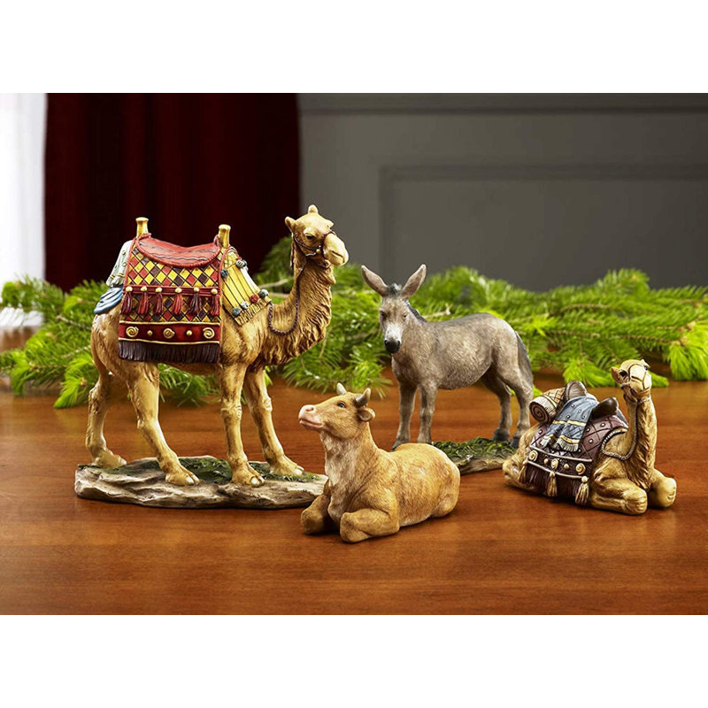 16 Piece Deluxe Edition Christmas Nativity Set With Real Gold - 7 Inch Scale