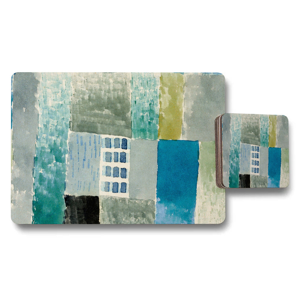 Abstract Patchwork Placemat And Coaster Set For Dining Table Decor