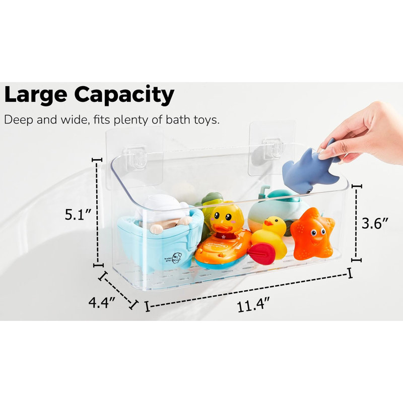 Porte-jouets de bain transparent pour baignoire, grande capacité (2 grands modèles)