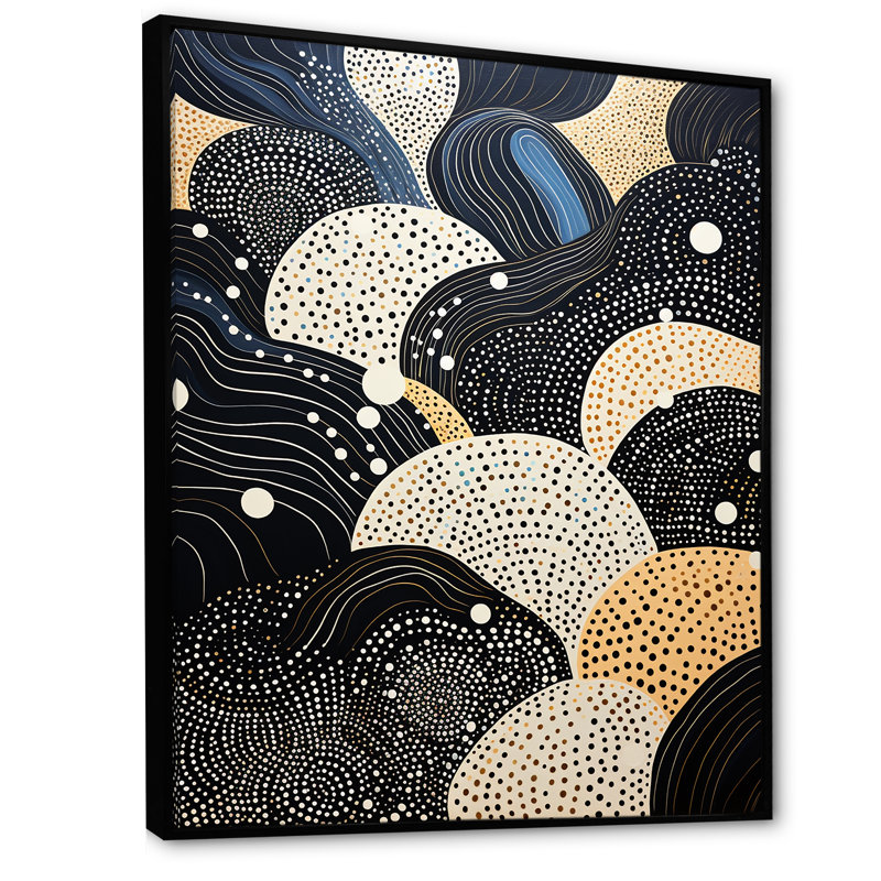 Gray Abstract Corals River - Print on Canvas, Black Floater Framed, 44" H x 34" W x 1.5" D