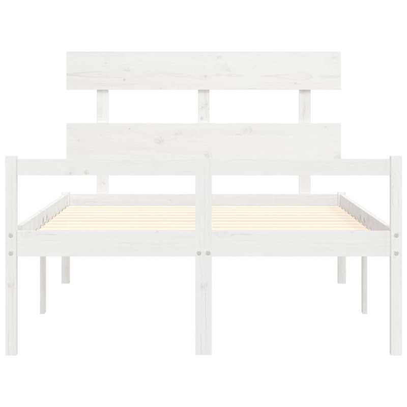 Bed Frame with Headboard, White, Small Double (4')