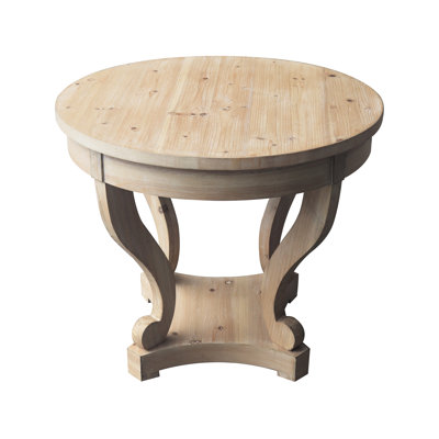Small Round End Table, Style, Curved Legs, Natural Wood Grain, 2 Storage Drawers, Suitable For Dinette Side Size, Distressed Finish, Construction
