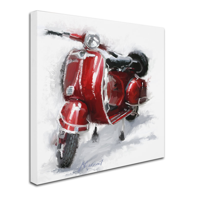 Armand «Red Scooter», reproduction sur toile, H 14 po x l 14 po x P 2 po