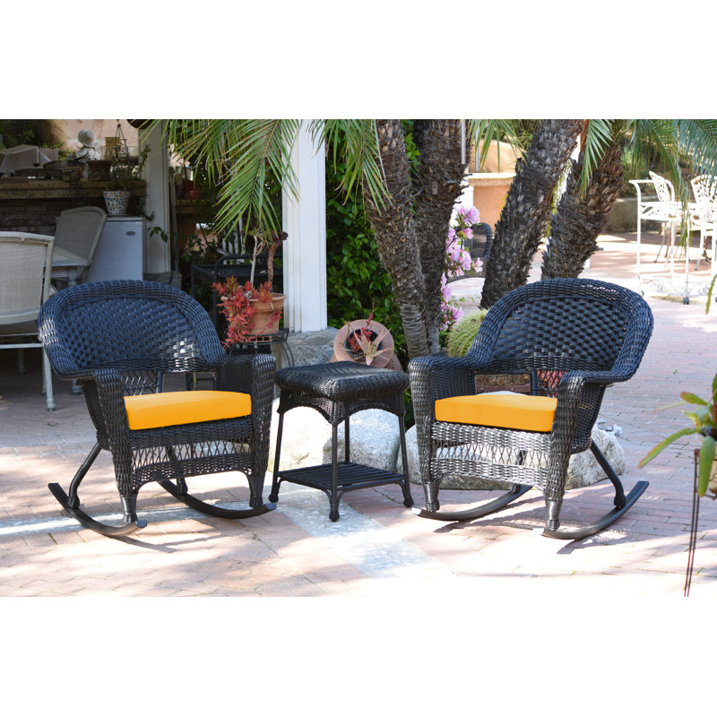 Starner 2 - Person Patio Conversation Set with Cushions, Black, Red Orange