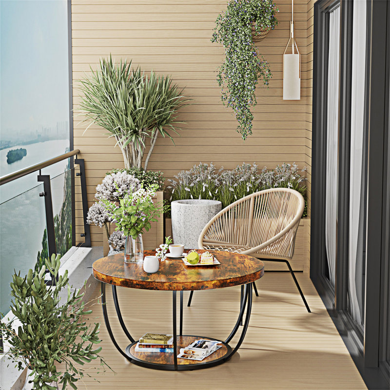 Table basse ronde avec rangement