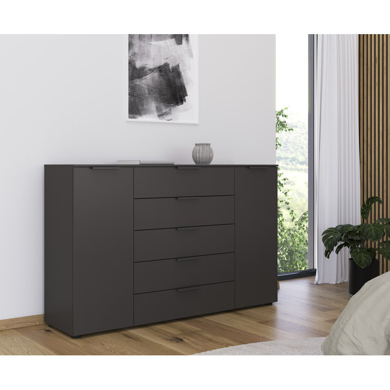 Flipp 5 Drawer 160Cm W Combo Dresser, Graphite