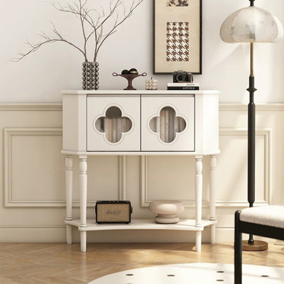 Console demi-cercle en bois massif blanc