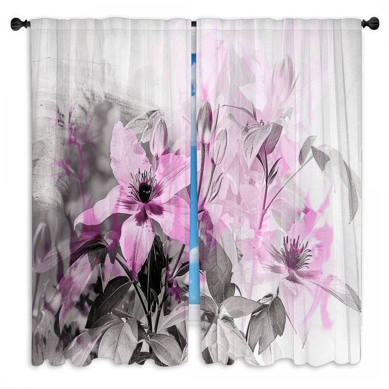Rideaux à motif floral - 2 panneaux, L 20 po x L 82 po