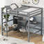 Lit mezzanine double Roomfitter avec bureau, tablettes et échelle, structure en bois compacte pour la chambre à coucher, gris-496033909