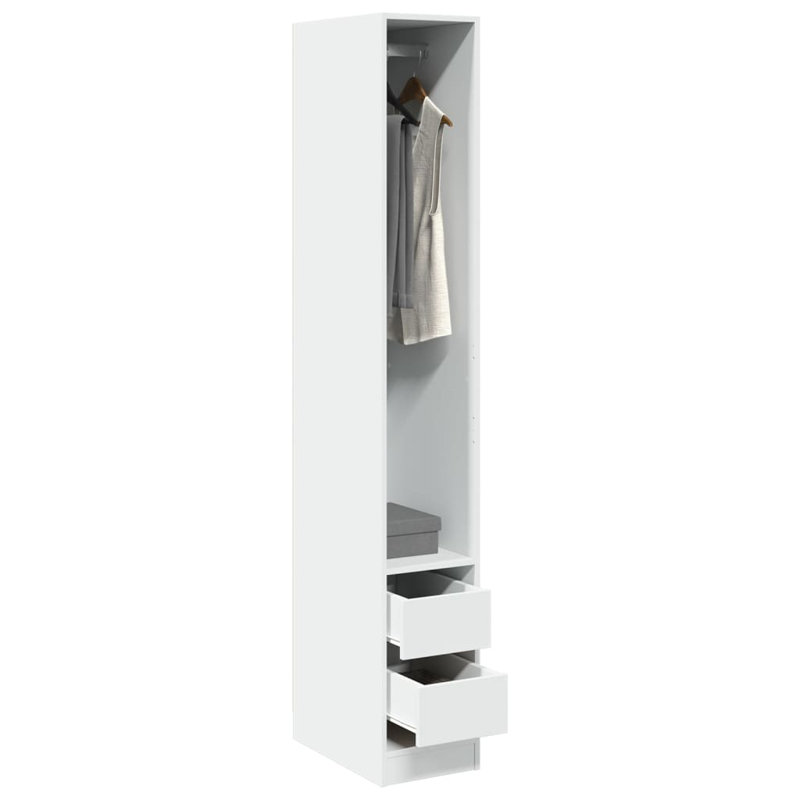 Aseante Manufactured Wood Wardrobe, White, 30 x 50 x 200 cm