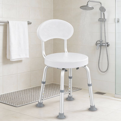 360 Swivel Shower Chair With Backrest Height Adjustable Non Slip Bath Seat