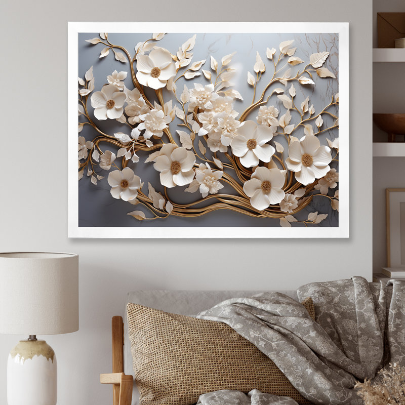 «White Orchid Tree Garden of Branches 7», reproduction d'art sur toile florale abstraite - reproduction d'orchidée sur toile