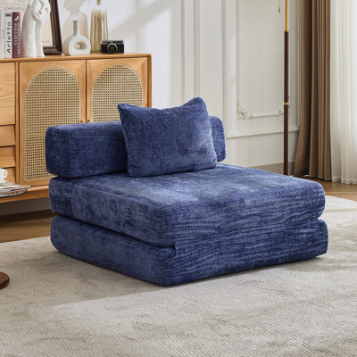 Canapé-lit convertible à plancher à compression avec structure de forme fixe, canapé modulaire à assise simple sans os, sans assemblage, idéal pour les espaces polyvalents
