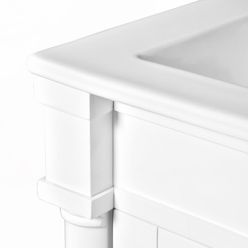 Meuble-lavabo de salle de bain avec lavabo en céramique, Blanc