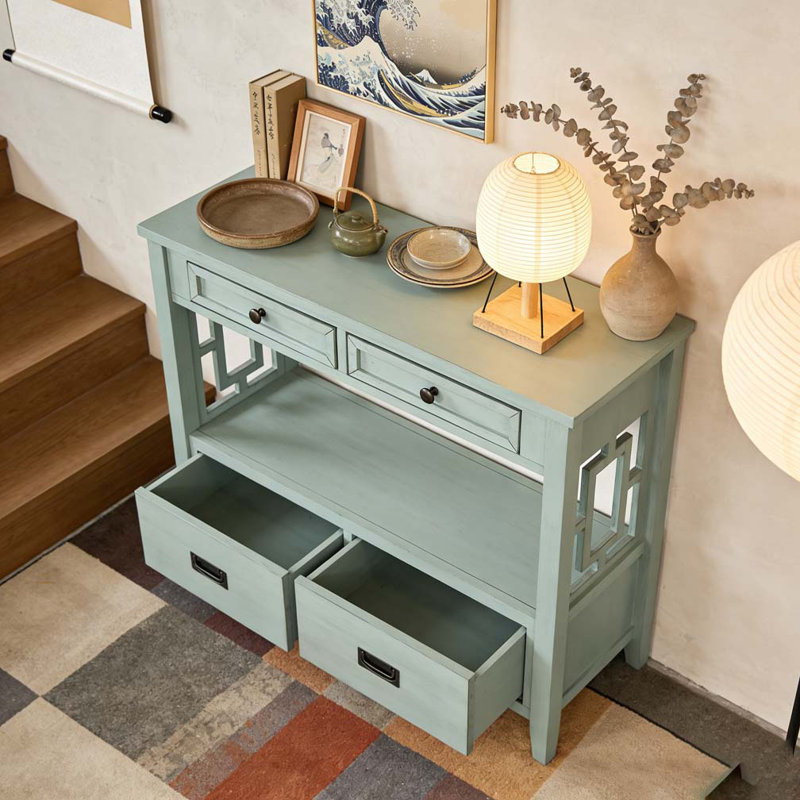 Estevon 36" Solid Pine Console table, Green