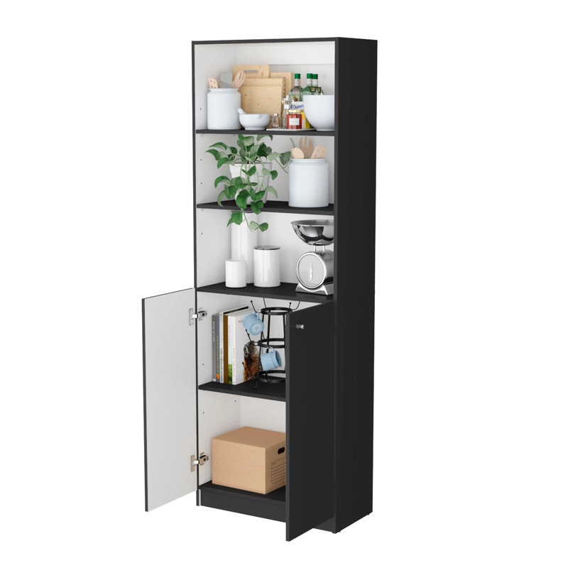 Bibliothèque 2 portes en gris mat et blanc - le magasin met en valeur vos biens avec style