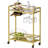 Glass 2-tier Gold Bar Cart With Wheels Beverage Cart Drink Cart with Wine Rack and Glass Holder