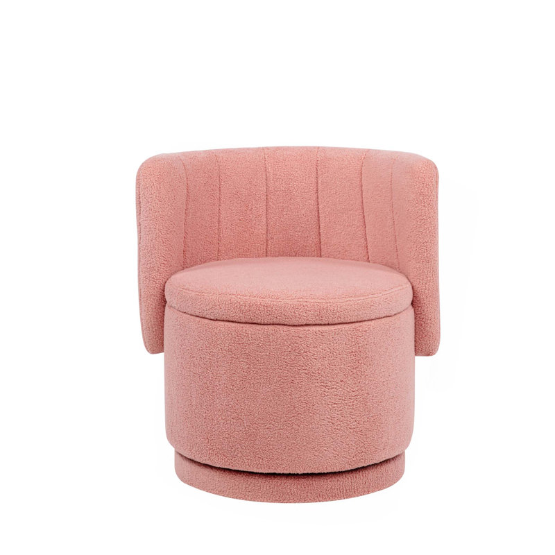 360 Degree Swivel  Back Sofa Chair With Storage Space,Suitable For Bedroom And Living Room, Pink