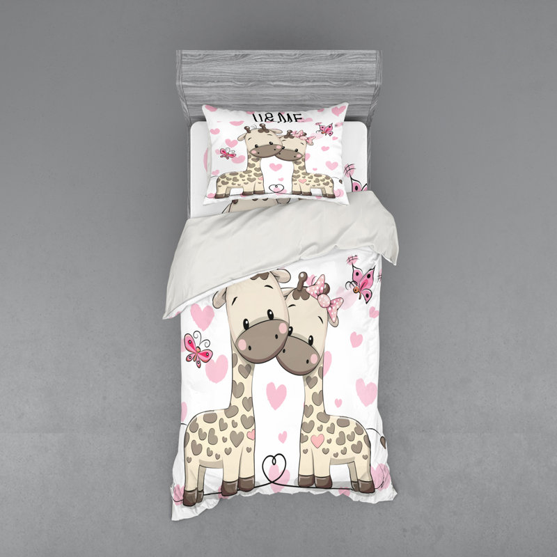 Ensemble de housse de couette en microfibre gris / rose, Housse de couette simple + 6 pièces supplémentai