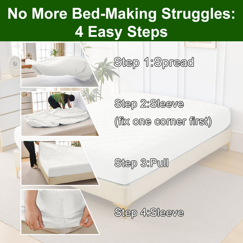 Waterproof And Thick Mattress Protective Pad - Breathable And Dustproof Fit Bed Sheet Design Skin Friendly Bed Cover Suitable For Home Dormitory And Hotel Use