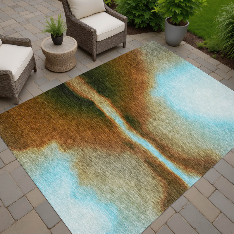 Machine Washable Indoor/Outdoor Lockway ACN2419 Abstract Rug, Rectangle 10' x 14'
