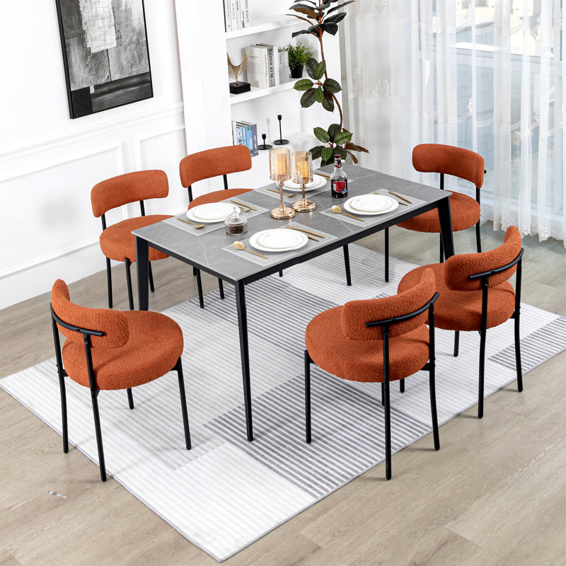 Nattalee 75.95cm H Upholstered Metal Side Chair, Orange