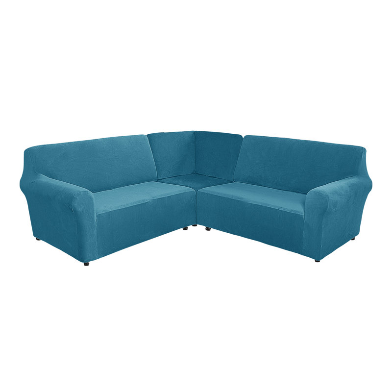Housse pour canapé de coin Elastic, Bleu paon, H 38 po x l 58 po x P 43 po