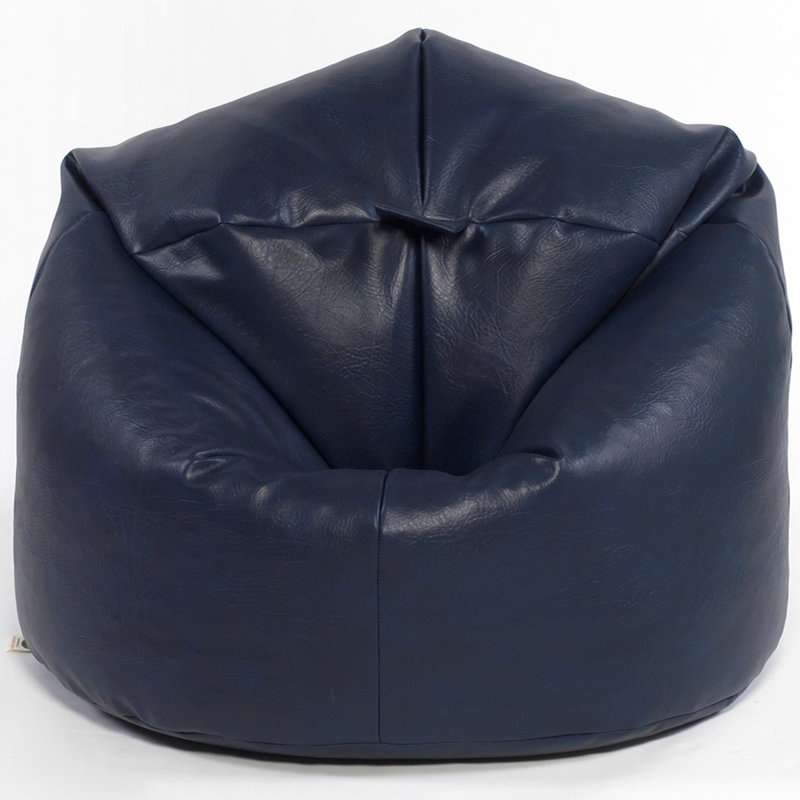 Faux Leather Refillable Classic Bean Bag, Blue