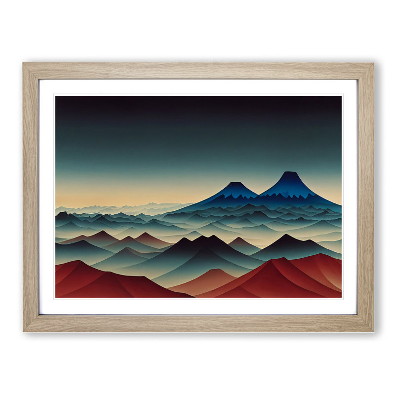 Fearless Japanese Mountains - Single Picture Frame Print, 25cm H x 34cm W x 2cm D, Oak