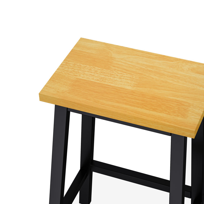 Tabourets de bar en bois massif (pas cher en fer), ensemble de 2 chaises de bar de 25,6 po de hauteur, tabourets de comptoir de cuisine avec repose-pieds, tabourets de ferme pour la salle à manger, cuisine, comptoir, noir