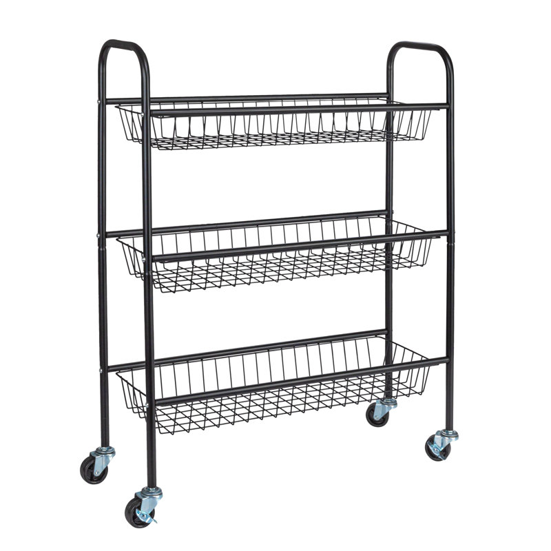 3 Basket Storage Cart, Matte Black